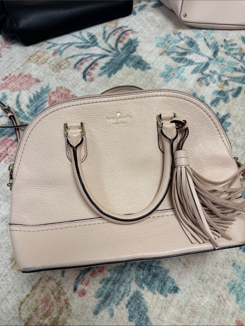 kate spade Pebbled Leather Dome Satchel in Light Blush